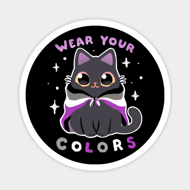 Asexual LGBT Pride Cat - Kawaii Rainbow Kitty - Wear your colors Magnet by BlancaVidal